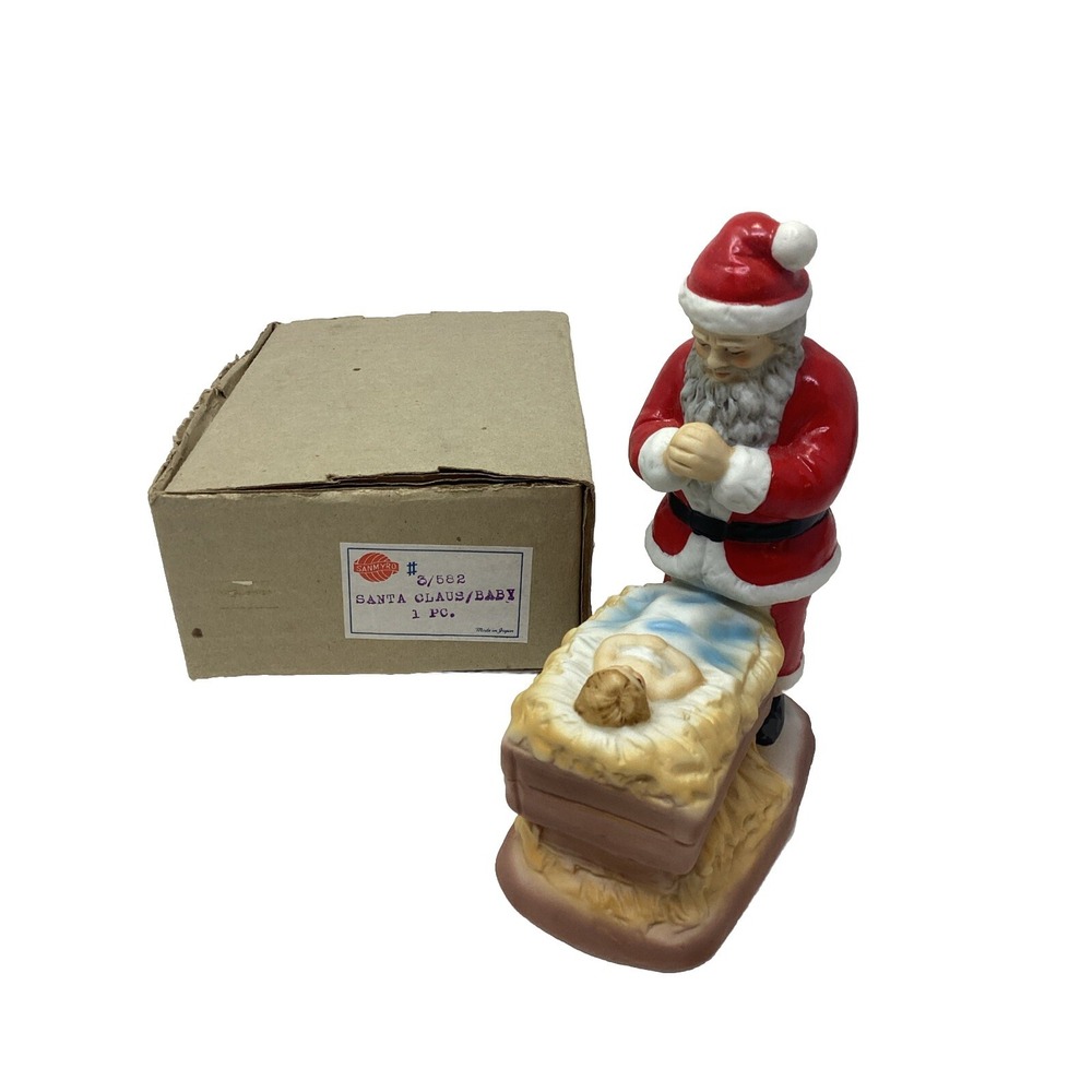 Vtg Sanmyro Santa Claus With Baby Jesus Ceramic Figurine #3/582 Original NOS